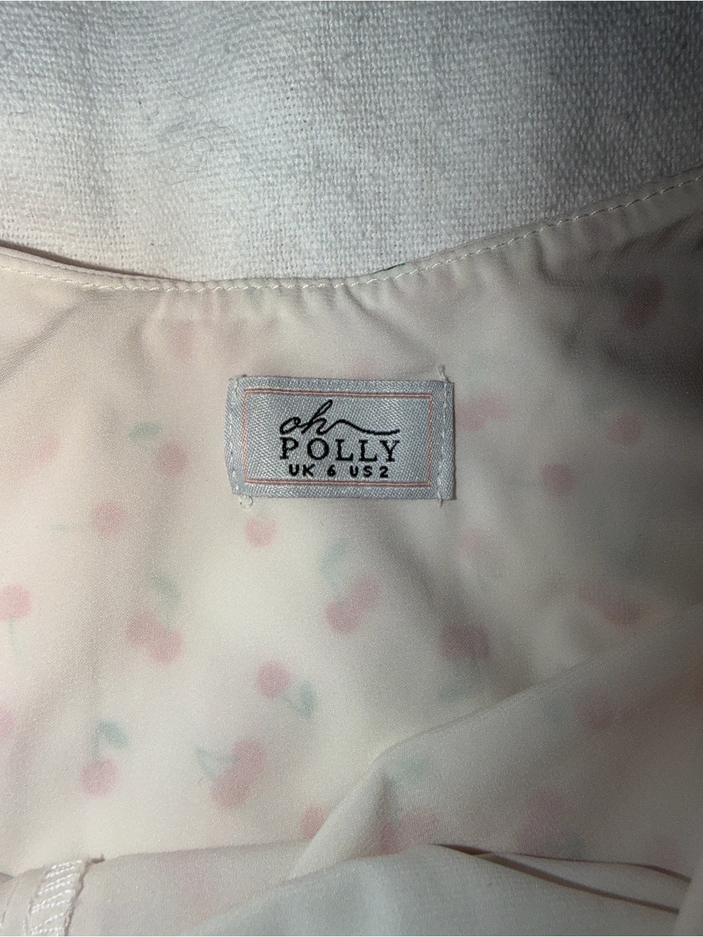 Oh Polly White Cherry-Print Slip Dress with Red Trim - Picture 6 of 6